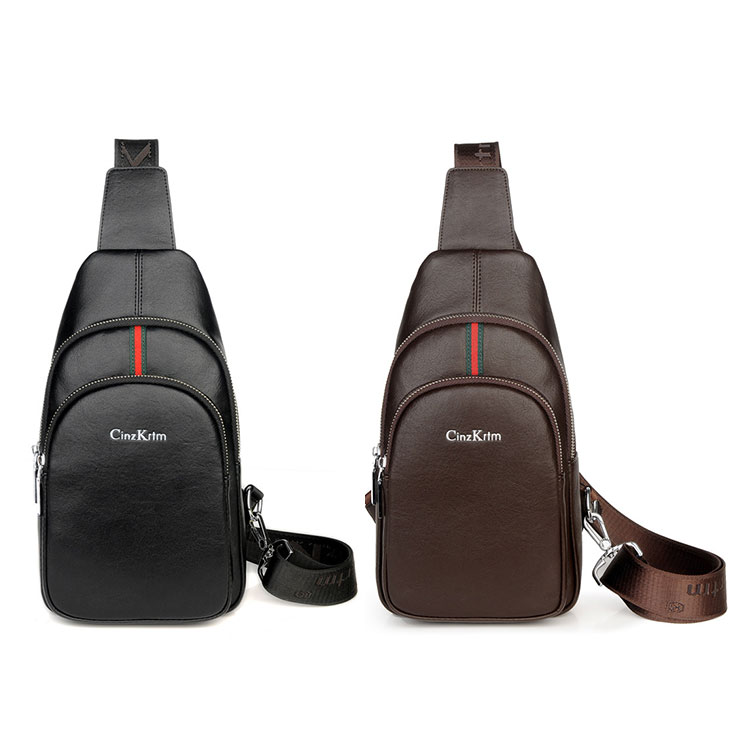 Whatna 革 斜めがけ ボディバッグ ワンショルダー メンズ イヤホン穴付 左右付け替え可能 本 革 厚手 レザー ブラウン 黒C6601-1