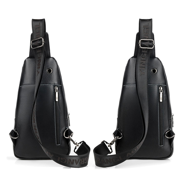 Whatna 牛革 斜めがけ ボディバッグ ワンショルダー メンズ イヤホン穴付 左右付け替え可能 本 革 厚手  レザー ブラウン 黒L605-4