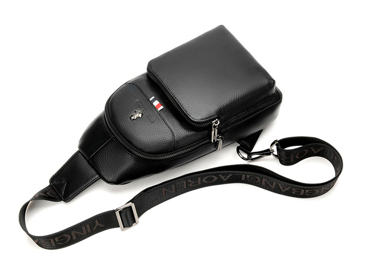 Whatna 牛革 斜めがけ ボディバッグ ワンショルダー メンズ イヤホン穴付 左右付け替え可能 本 革 厚手  レザー ブラウン 黒L1615-5