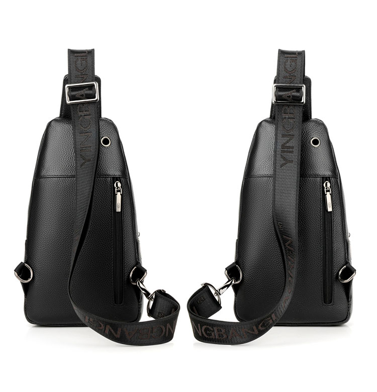 Whatna 牛革 斜めがけ ボディバッグ ワンショルダー メンズ イヤホン穴付 左右付け替え可能 本 革 厚手  レザー ブラウン 黒L1615-4