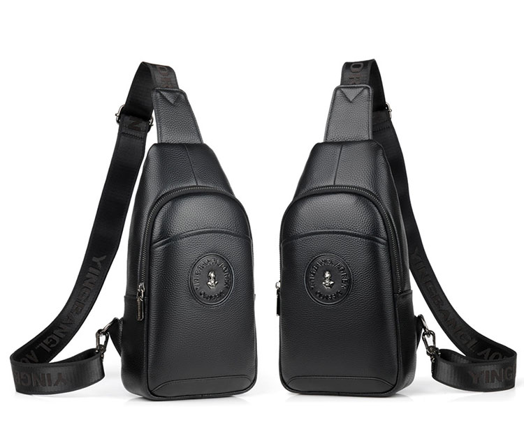 Whatna 牛革 斜めがけ ボディバッグ ワンショルダー メンズ イヤホン穴付 左右付け替え可能 本 革 厚手  レザー ブラウン 黒L605-2