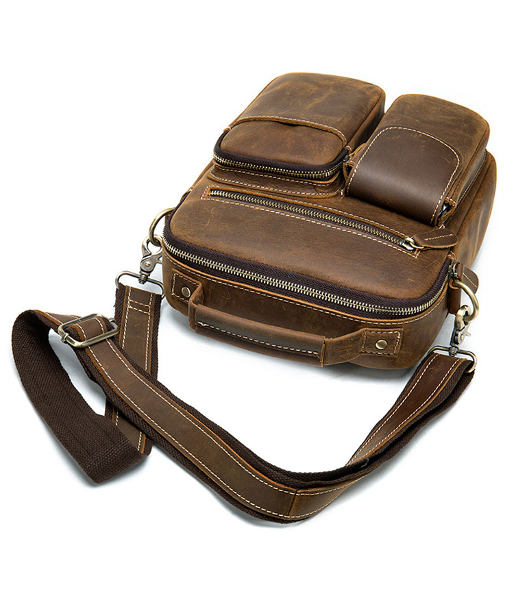 Whatna 天然牛革 ショルダーバッグ メンズ 2way 斜め掛け 手提げバッグ ポシェットポ 縦型 ipad 9.7収納可小さめ メッセンジャーバッグ 通学 通勤バッグ 肩掛けバッグ 自転車かばん プレゼント男性ブラウン 3552-5