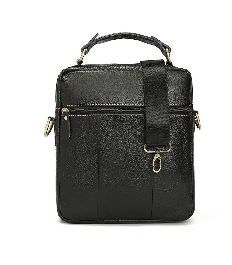 Whatna 牛革 ショルダーバッグ メンズ 2way 斜め掛け 手提げバッグ ポシェットポ 縦型 ipad 9.7収納可小さめ メッセンジャーバッグ 通学 通勤バッグ 肩掛けバッグ 自転車かばん プレゼント男性 黒 B035-3