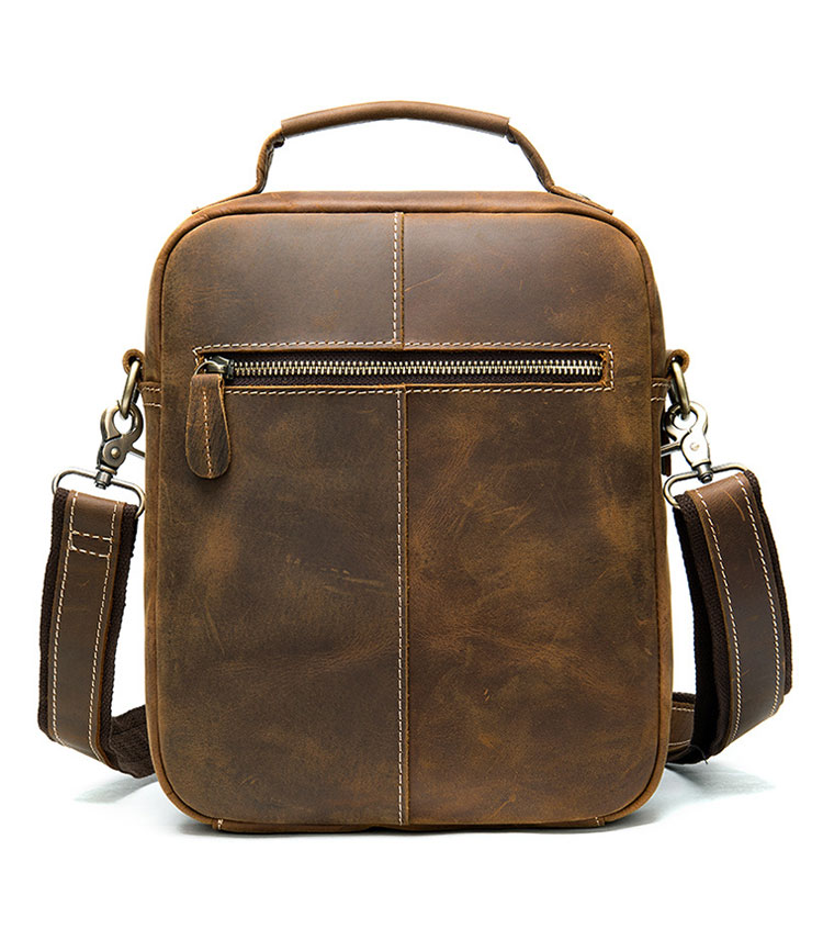 Whatna 天然牛革 ショルダーバッグ メンズ 2way 斜め掛け 手提げバッグ ポシェットポ 縦型 ipad 9.7収納可小さめ メッセンジャーバッグ 通学 通勤バッグ 肩掛けバッグ 自転車かばん プレゼント男性ブラウン 3552-4