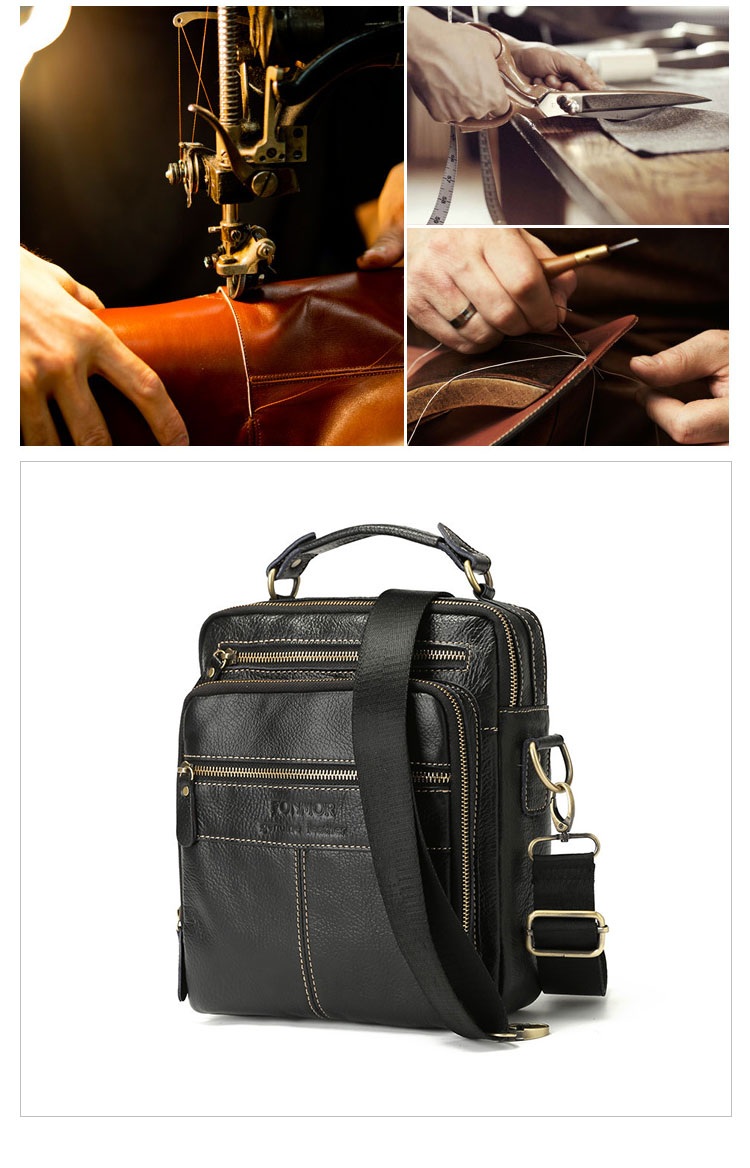 Whatna 牛革 ショルダーバッグ メンズ 2way 斜め掛け 手提げバッグ ポシェットポ 縦型 ipad 9.7収納可小さめ メッセンジャーバッグ 通学 通勤バッグ 肩掛けバッグ 自転車かばん プレゼント男性 黒 B035-8