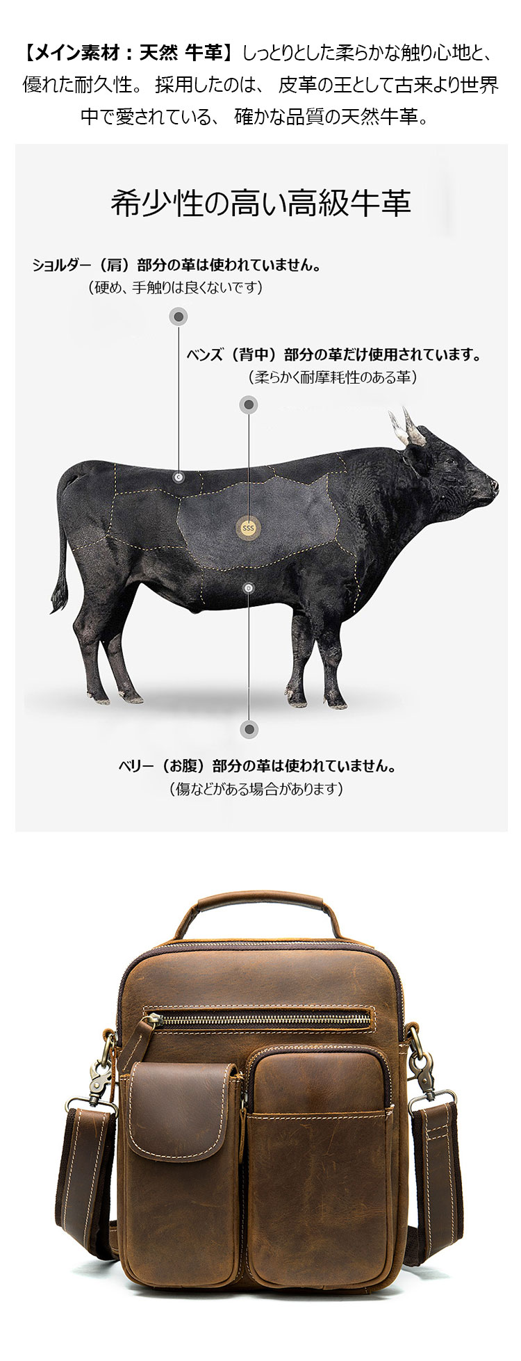 Whatna 天然牛革 ショルダーバッグ メンズ 2way 斜め掛け 手提げバッグ ポシェットポ 縦型 ipad 9.7収納可小さめ メッセンジャーバッグ 通学 通勤バッグ 肩掛けバッグ 自転車かばん プレゼント男性ブラウン 3552-9