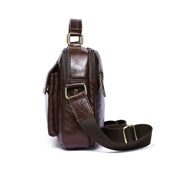 Whatna 牛革 ショルダーバッグ メンズ 2way 斜め掛け 手提げバッグ ポシェットポ 横型 2室仕切 A4 ipad 10.5収納可小さめ メッセンジャーバッグ 通学 通勤バッグ 肩掛けバッグ 自転車かばん プレゼント男性 ブラウン 8320-3