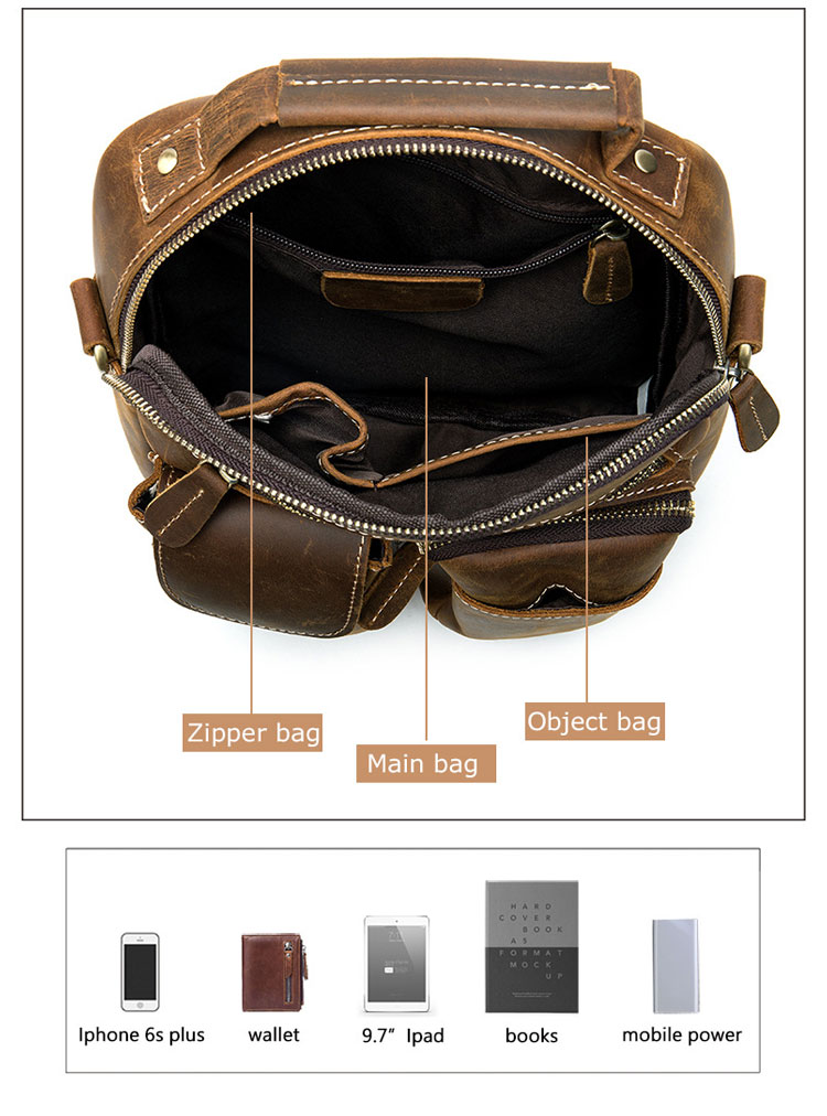 Whatna 天然牛革 ショルダーバッグ メンズ 2way 斜め掛け 手提げバッグ ポシェットポ 縦型 ipad 9.7収納可小さめ メッセンジャーバッグ 通学 通勤バッグ 肩掛けバッグ 自転車かばん プレゼント男性ブラウン 3552-8