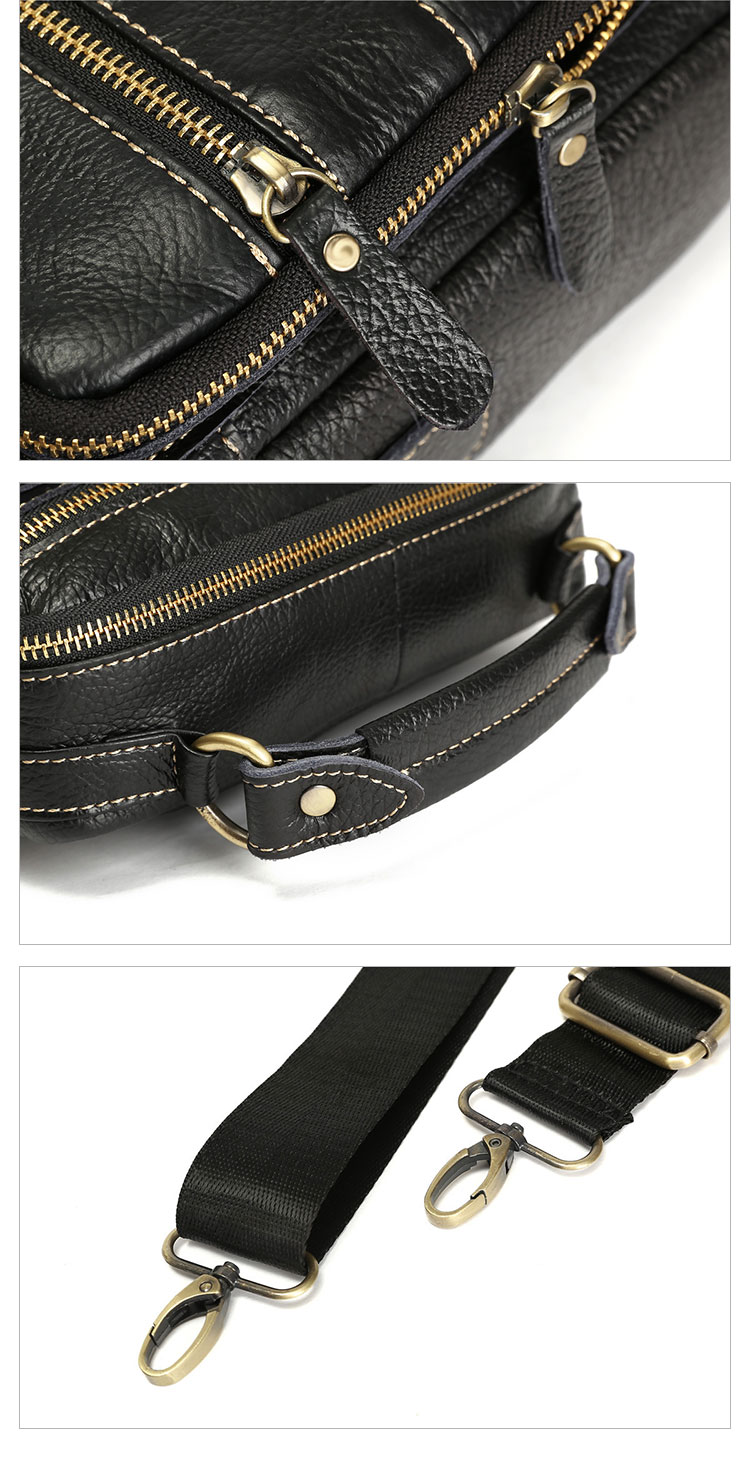 Whatna 牛革 ショルダーバッグ メンズ 2way 斜め掛け 手提げバッグ ポシェットポ 縦型 ipad 9.7収納可小さめ メッセンジャーバッグ 通学 通勤バッグ 肩掛けバッグ 自転車かばん プレゼント男性 黒 B035-10