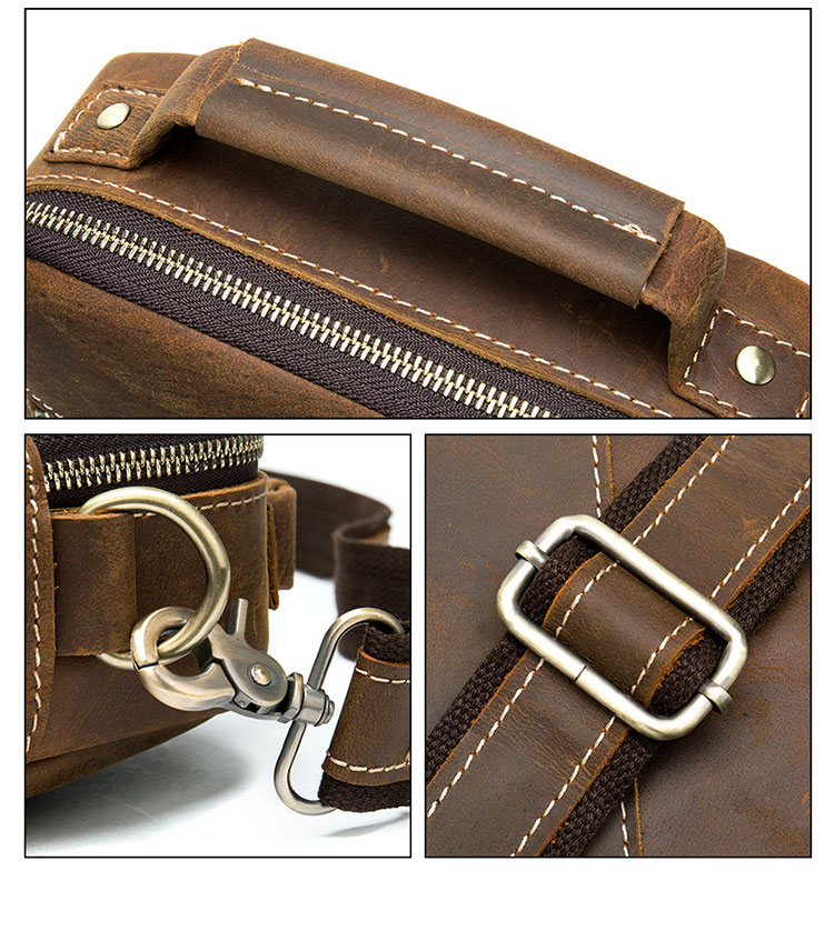 Whatna 天然牛革 ショルダーバッグ メンズ 2way 斜め掛け 手提げバッグ ポシェットポ 縦型 ipad 9.7収納可小さめ メッセンジャーバッグ 通学 通勤バッグ 肩掛けバッグ 自転車かばん プレゼント男性ブラウン 3552-11