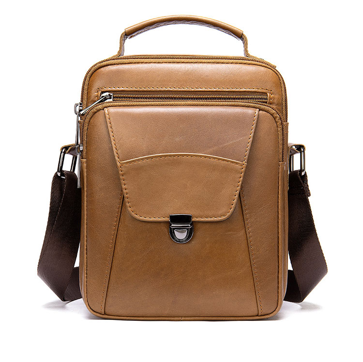 Whatna 天然 牛革 ショルダーバッグ メンズ 2way 斜め掛け 手提げバッグ ポシェットポ 縦型 防盗設計 ipad Mini収納可小さめ メッセンジャーバッグ 通学 通勤バッグ 肩掛けバッグ 自転車かばん プレゼント男性 黒  ブラウン7329-7