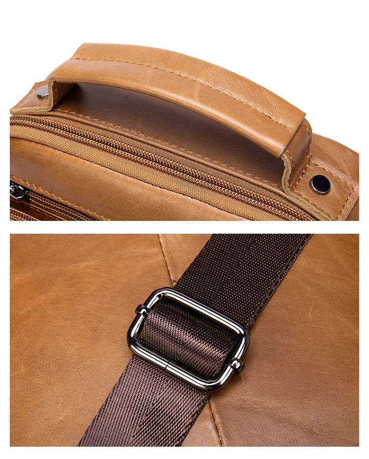 Whatna 天然 牛革 ショルダーバッグ メンズ 2way 斜め掛け 手提げバッグ ポシェットポ 縦型 防盗設計 ipad Mini収納可小さめ メッセンジャーバッグ 通学 通勤バッグ 肩掛けバッグ 自転車かばん プレゼント男性 黒  ブラウン7329-8