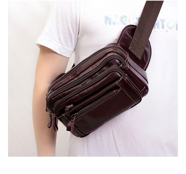 Whatna 3way 天然牛革 ボディバッグ・ワンショルダーバッグ メンズ ウエストポーチ  本 革 厚手 レザー  斜め掛けバッグ スポーツバッグ 自転車 カジュアル 遠足 旅行 通勤 通学 黒（6500）-5