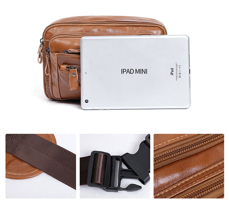 Whatna 3way 天然牛革 ボディバッグ・ワンショルダーバッグ メンズ ウエストポーチ  本 革 厚手 レザー  斜め掛けバッグ スポーツバッグ 自転車 カジュアル 遠足 旅行 通勤 通学 黒（6500）-6