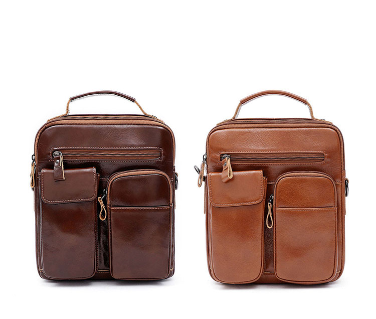 Whatna 牛革 ショルダーバッグ メンズ 2way 斜め掛け 手提げバッグ ポシェットポ 縦型 ipad 9.7収納可 小さめ メッセンジャーバッグ 通学 通勤バッグ 肩掛けバッグ 自転車かばん プレゼント男性ブラウン 6511-1