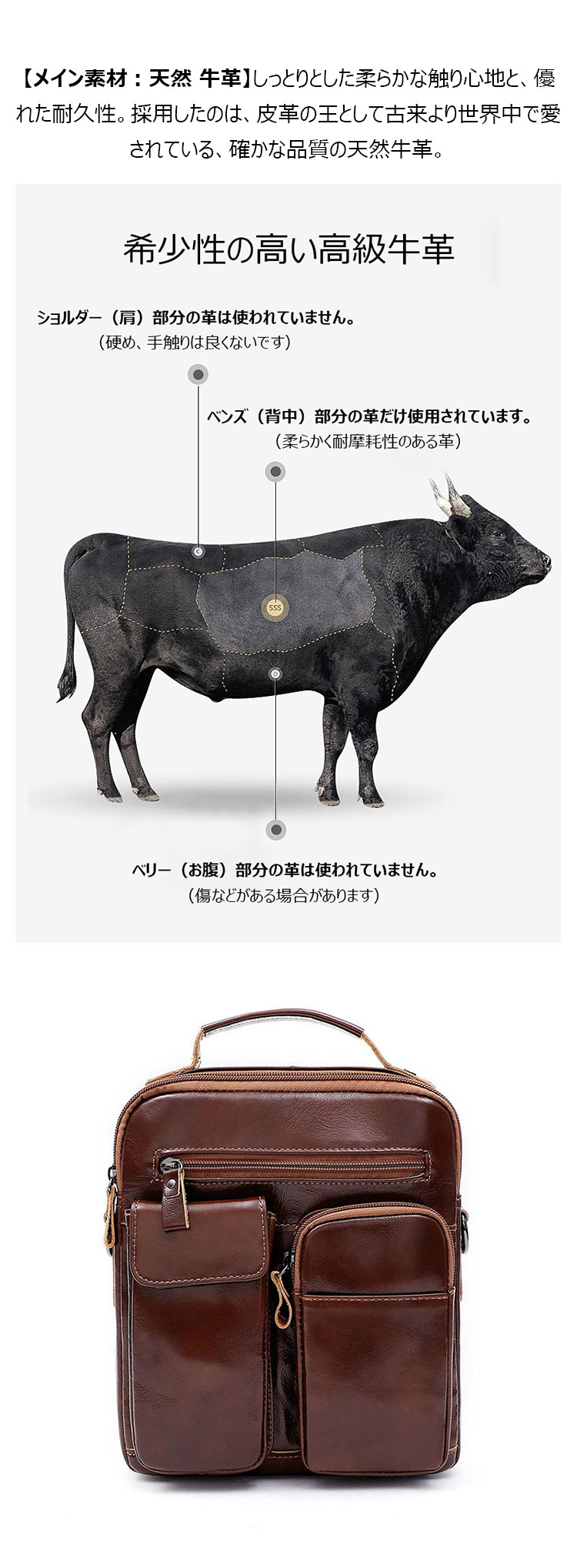 Whatna 牛革 ショルダーバッグ メンズ 2way 斜め掛け 手提げバッグ ポシェットポ 縦型 ipad 9.7収納可 小さめ メッセンジャーバッグ 通学 通勤バッグ 肩掛けバッグ 自転車かばん プレゼント男性ブラウン 6511-5