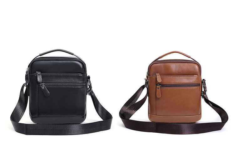 Whatna 牛革 ショルダーバッグ メンズ 2way 斜め掛け 手提げバッグ ポシェットポ 縦型 ipad Mini収納可小さめ メッセンジャーバッグ 通学 通勤バッグ 肩掛けバッグ 自転車かばん プレゼント男性ブラウン 6502-1