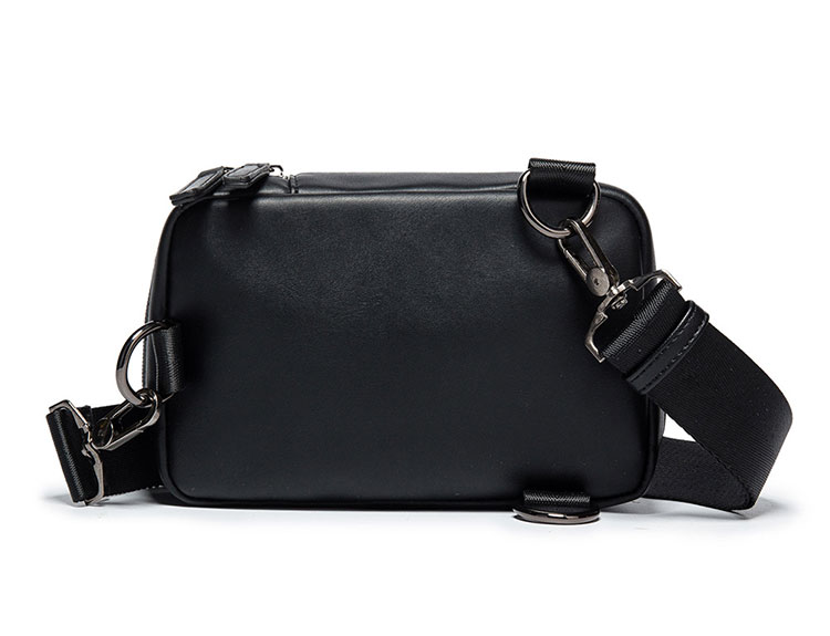 Whatna 革 ミニ ショルダーバッグ メンズ 3way 斜め掛け セカンド バッグ ボディーバッグ 胸バッグ ダブルファスナー L字 小さめ メッセンジャーバッグ 通学 通勤バッグ プレゼント男性 黒(Z4088)-4