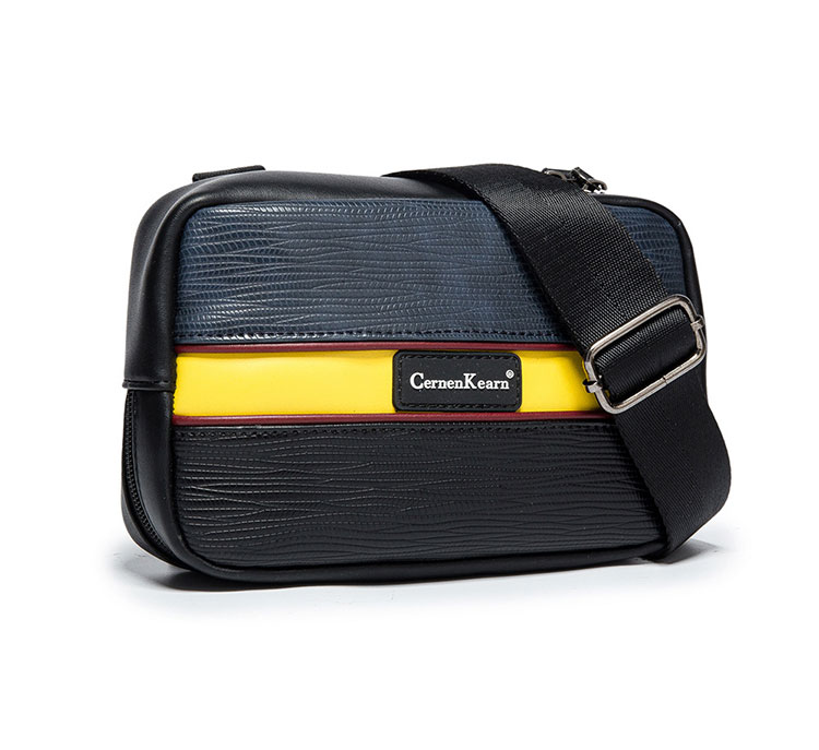 Whatna 革 ミニ ショルダーバッグ メンズ 3way 斜め掛け セカンド バッグ ボディーバッグ 胸バッグ ダブルファスナー L字 小さめ メッセンジャーバッグ 通学 通勤バッグ プレゼント男性 黒(Z4088)-2