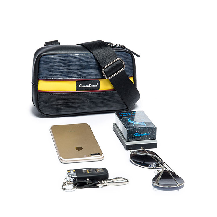 Whatna 革 ミニ ショルダーバッグ メンズ 3way 斜め掛け セカンド バッグ ボディーバッグ 胸バッグ ダブルファスナー L字 小さめ メッセンジャーバッグ 通学 通勤バッグ プレゼント男性 黒(Z4088)-7