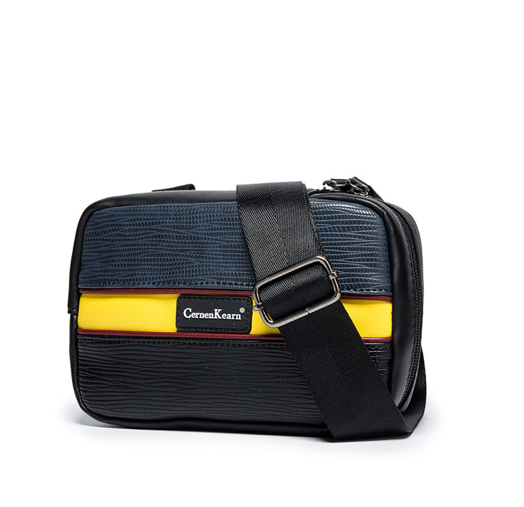 Whatna 革 ミニ ショルダーバッグ メンズ 3way 斜め掛け セカンド バッグ ボディーバッグ 胸バッグ ダブルファスナー L字 小さめ メッセンジャーバッグ 通学 通勤バッグ プレゼント男性 黒(Z4088)-1