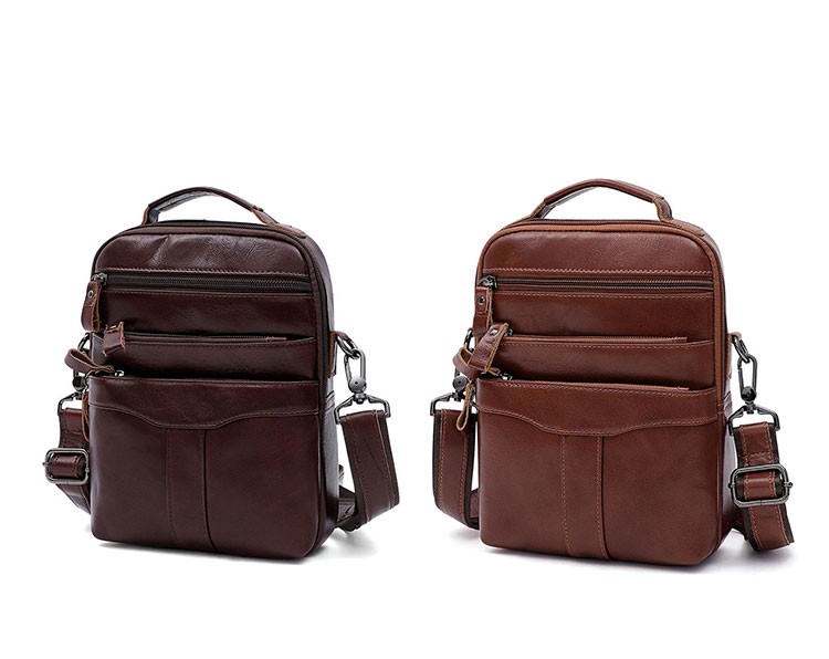 Whatna 牛革 ショルダーバッグ メンズ 2way 斜め掛け 手提げバッグ ポシェットポ 縦型 ipad Mini収納可小さめ メッセンジャーバッグ 通学 通勤バッグ 肩掛けバッグ 自転車かばん プレゼント男性ブラウン 6508-1