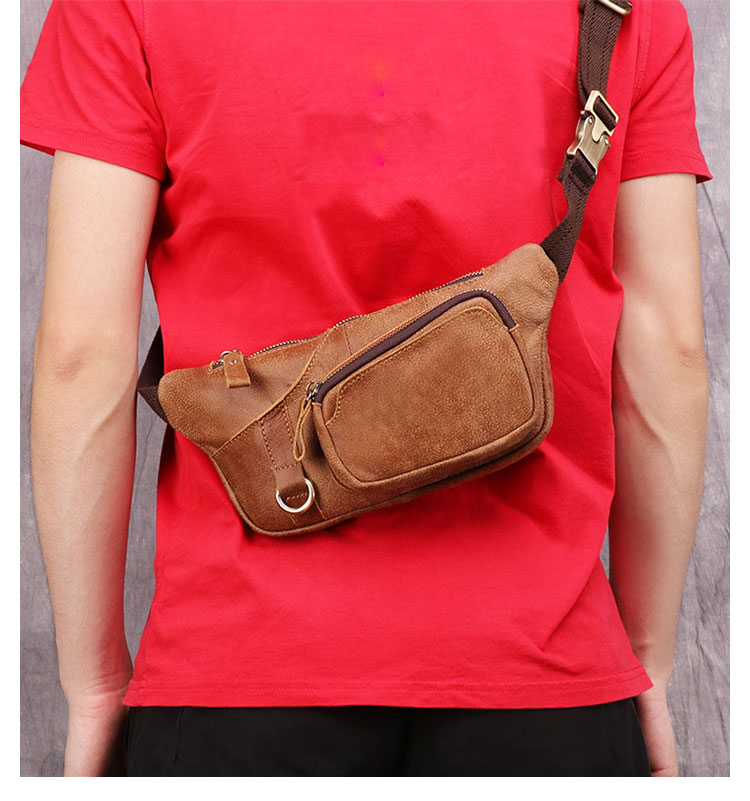 Whatna 3way 天然牛革 ボディバッグ・ワンショルダーバッグ メンズ ウエストポーチ  本 革 厚手 レザー  斜め掛けバッグ スポーツバッグ 自転車 カジュアル 遠足 旅行 通勤 通学 ブラウン（6467）-7