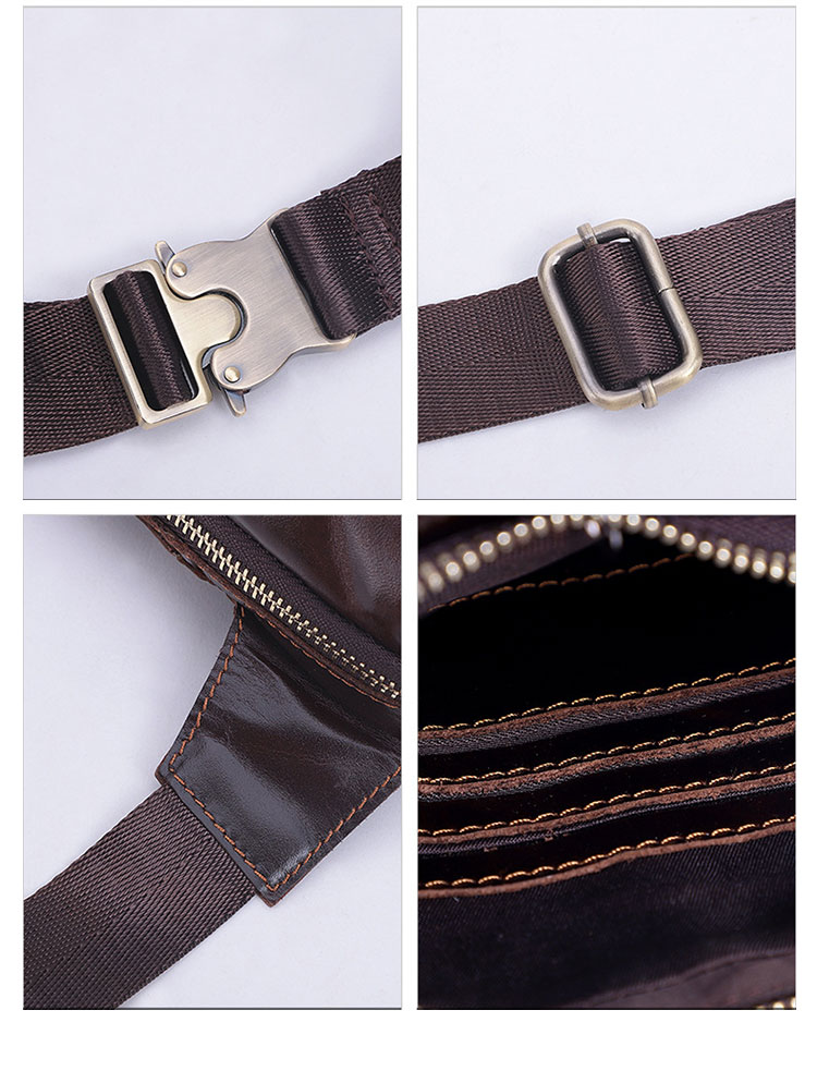 Whatna 牛革 斜めがけ ボディバッグ ワンショルダー メンズ 本 革 厚手  レザー カード4枚収納 ブラウン 6499-8