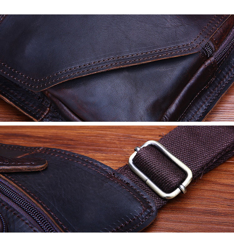 Whatna 牛革 斜めがけ ボディバッグ ワンショルダー メンズ 本 革 厚手  レザー ブラウン B214-7