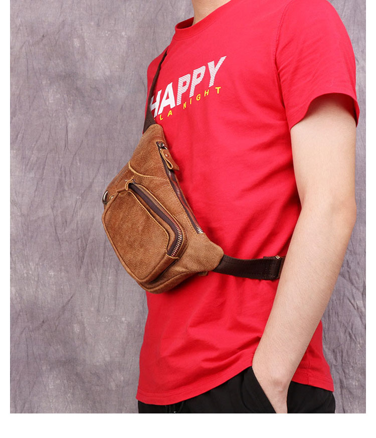 Whatna 3way 天然牛革 ボディバッグ・ワンショルダーバッグ メンズ ウエストポーチ  本 革 厚手 レザー  斜め掛けバッグ スポーツバッグ 自転車 カジュアル 遠足 旅行 通勤 通学 ブラウン（6467）-8