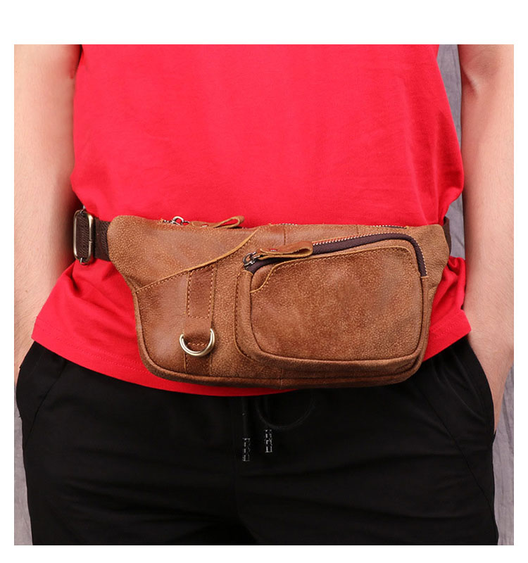 Whatna 3way 天然牛革 ボディバッグ・ワンショルダーバッグ メンズ ウエストポーチ  本 革 厚手 レザー  斜め掛けバッグ スポーツバッグ 自転車 カジュアル 遠足 旅行 通勤 通学 ブラウン（6467）-6