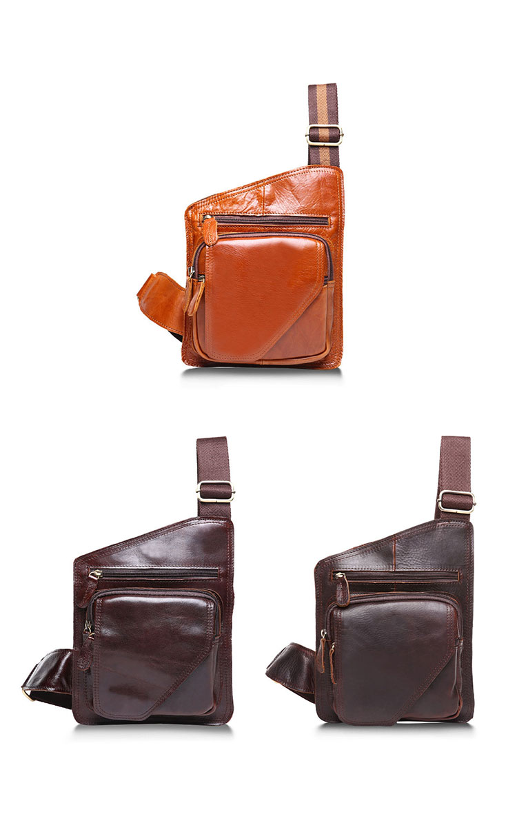 Whatna 牛革 斜めがけ ボディバッグ ワンショルダー メンズ 本 革 厚手  レザー ブラウン B214-1