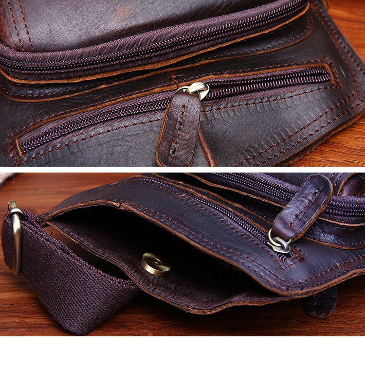 Whatna 牛革 斜めがけ ボディバッグ ワンショルダー メンズ 本 革 厚手  レザー ブラウン B214-8