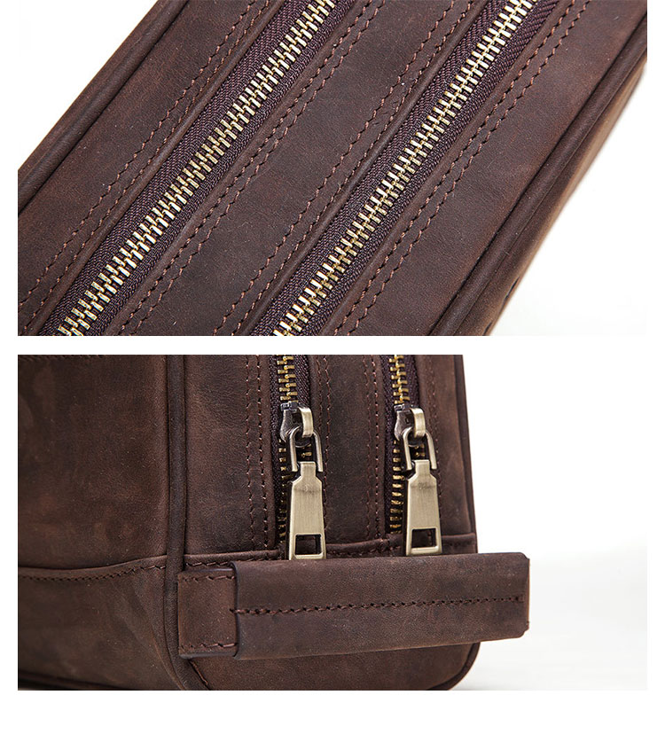 Whatna 2way 牛革 ミニセカンドバッグ メンズ クラッチ バッグ 天 然 厚手 本革 レザー 2室仕切 ダブルファスナー カジュアル フォーマル 冠婚葬祭 結婚式 バッグ紳士用 男性用黒 ブラウン MH575-9