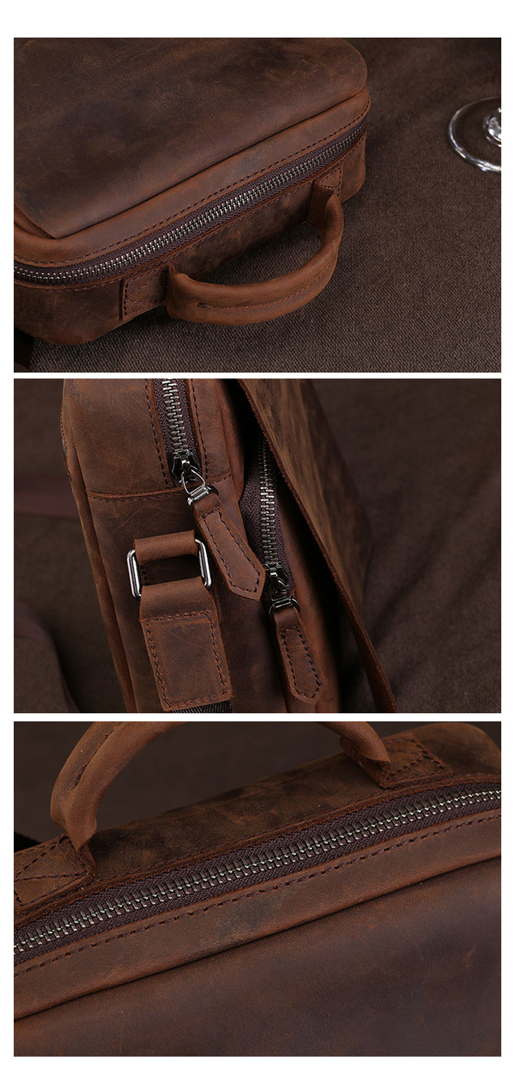 Whatna 牛革 ショルダーバッグ メンズ 2way 斜め掛け 手提げバッグ ポシェットポ 縦型 ipad Mini収納可小さめ メッセンジャーバッグ 通学 通勤バッグ 肩掛けバッグ 自転車かばん プレゼント男性ブラウン 0190-8