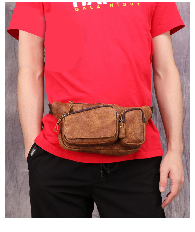 Whatna 3way 天然牛革 ボディバッグ・ワンショルダーバッグ メンズ ウエストポーチ 本 革 厚手 レザー 斜め掛けバッグ スポーツバッグ 自転車 カジュアル 遠足 旅行 通勤 通学 ブラウン(6469)-7