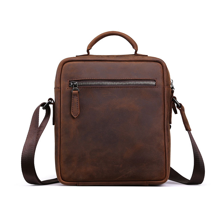 Whatna 牛革 ショルダーバッグ メンズ 2way 斜め掛け 手提げバッグ ポシェットポ 縦型 ipad Mini収納可小さめ メッセンジャーバッグ 通学 通勤バッグ 肩掛けバッグ 自転車かばん プレゼント男性ブラウン 0190-3