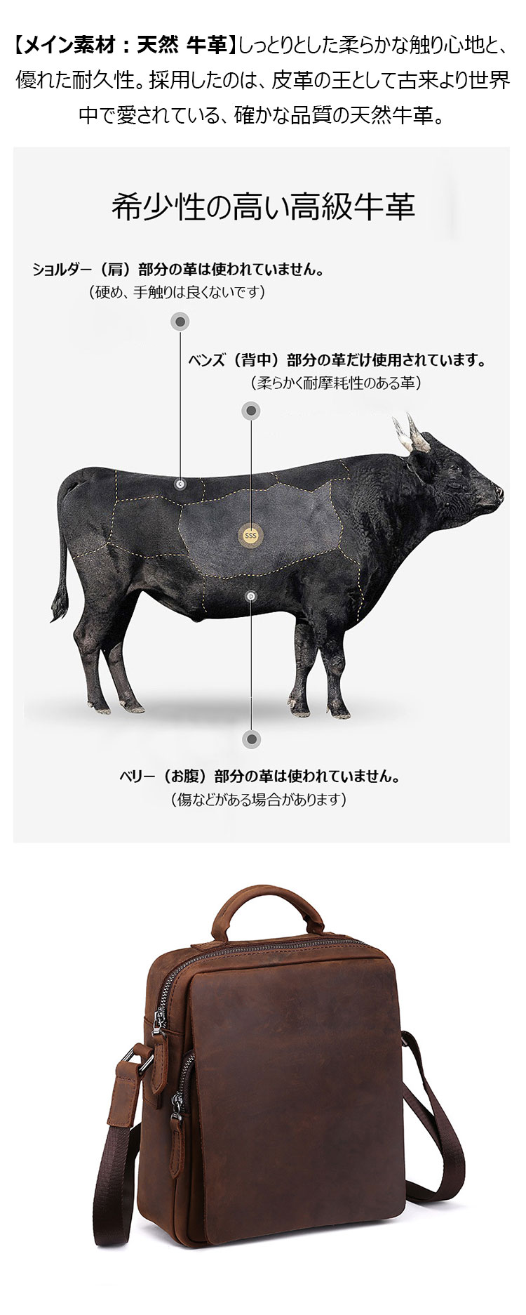 Whatna 牛革 ショルダーバッグ メンズ 2way 斜め掛け 手提げバッグ ポシェットポ 縦型 ipad Mini収納可小さめ メッセンジャーバッグ 通学 通勤バッグ 肩掛けバッグ 自転車かばん プレゼント男性ブラウン 0190-7