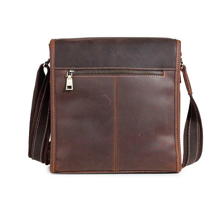 Whatna 天然牛革 ショルダーバッグ メンズ メッセンジャーバッグ小さめ ビジネスバッグ ipad10.5収納可縦型 本革 通勤 通学 斜めがけバッグ オシャレ な シンプル な 軽量 実用 自転車 かばん男性用 ブラウン 黒（8085）-4