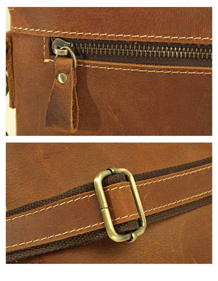 Whatna 天然牛革 ショルダーバッグ メンズ メッセンジャーバッグ小さめ ビジネスバッグ 縦型 本革 通勤 通学 斜めがけバッグ オシャレ な シンプル な 軽量 実用 自転車 かばん男性用 ブラウン(5062)-7