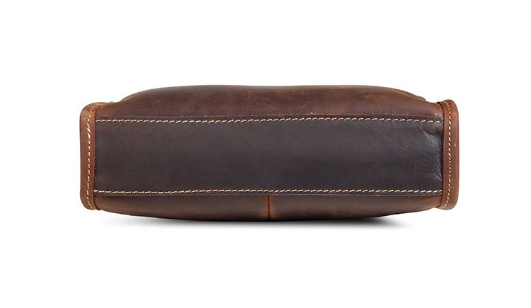 Whatna 天然牛革 ショルダーバッグ メンズ メッセンジャーバッグ小さめ ビジネスバッグ ipad10.5収納可縦型 本革 通勤 通学 斜めがけバッグ オシャレ な シンプル な 軽量 実用 自転車 かばん男性用 ブラウン 黒（8085）-5