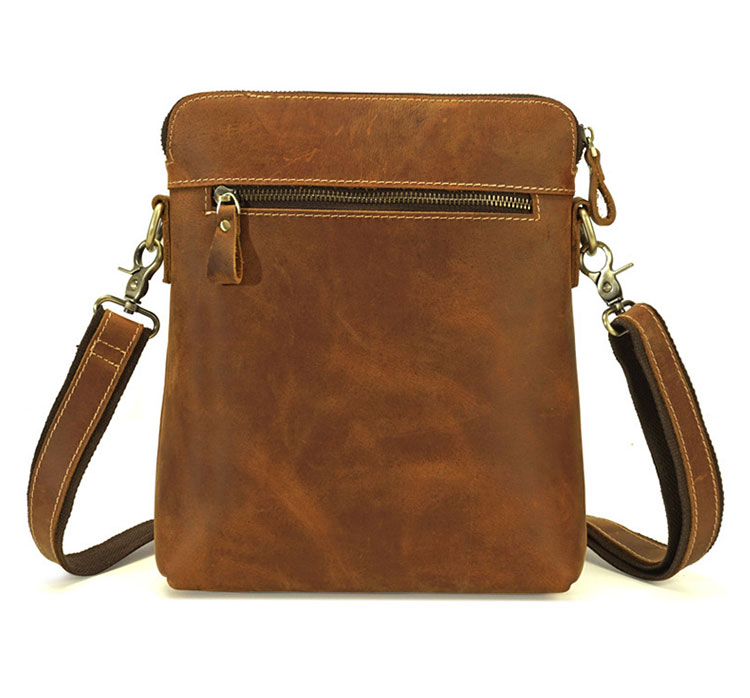 Whatna 天然牛革 ショルダーバッグ メンズ メッセンジャーバッグ小さめ ビジネスバッグ 縦型 本革 通勤 通学 斜めがけバッグ オシャレ な シンプル な 軽量 実用 自転車 かばん男性用 ブラウン(5062)-2