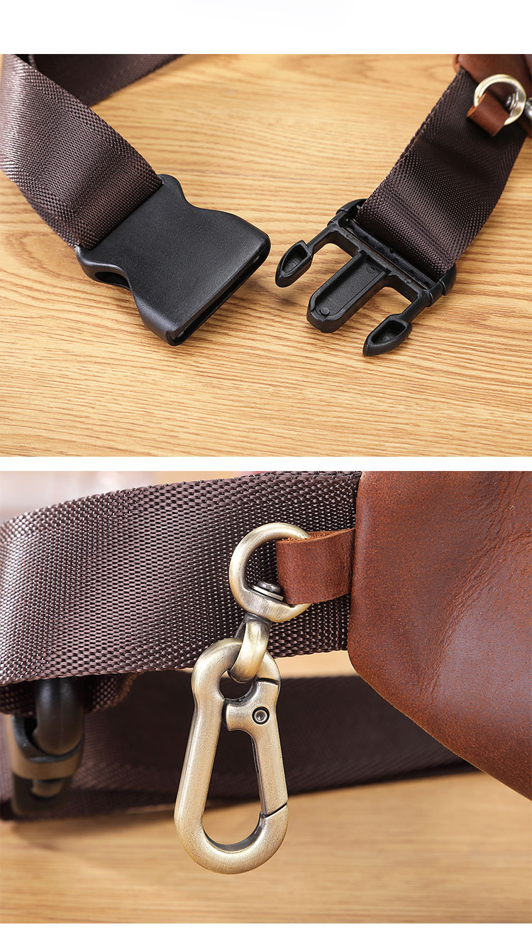 Whatna 3way 天然牛革 ボディバッグ・ワンショルダーバッグ メンズ ウエストポーチ  本 革 厚手 レザー  斜め掛けバッグ スポーツバッグ 自転車 カジュアル 遠足 旅行 通勤 通学 ブラウン(A012)-9