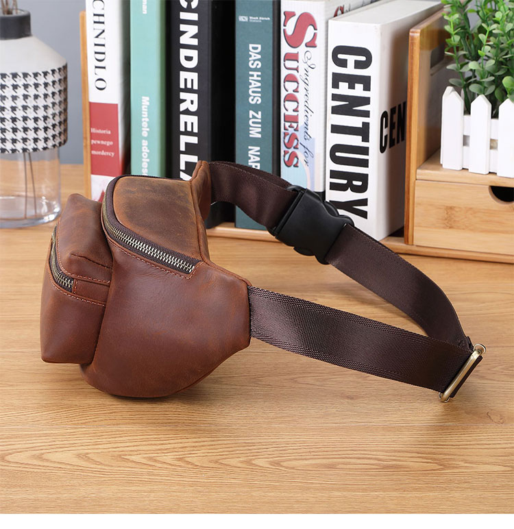 Whatna 3way 天然牛革 ボディバッグ・ワンショルダーバッグ メンズ ウエストポーチ  本 革 厚手 レザー  斜め掛けバッグ スポーツバッグ 自転車 カジュアル 遠足 旅行 通勤 通学 ブラウン(A012)-2