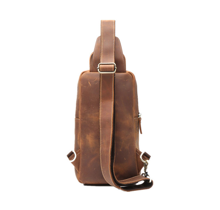 Whatna 牛革 斜めがけ ボディバッグ ワンショルダー メンズ 左右付け替え可能 本 革 厚手 レザー ブラウン 0083-3