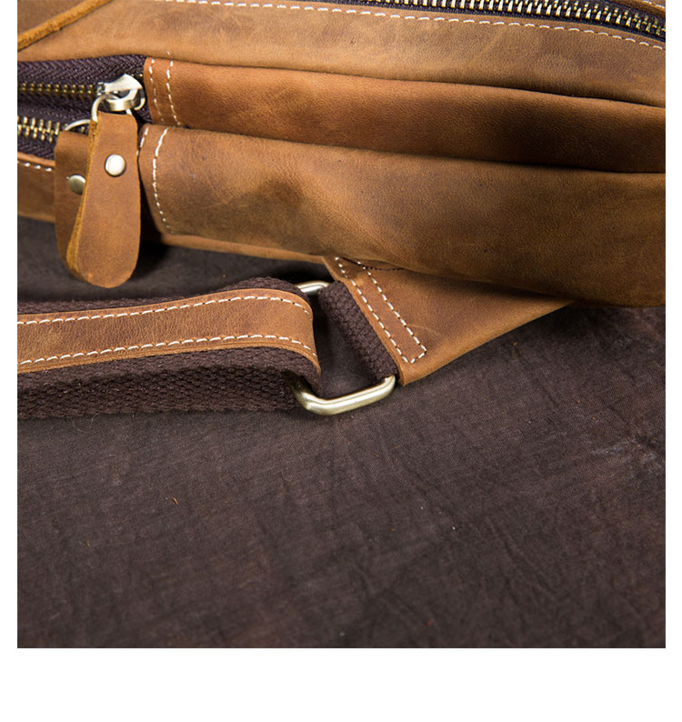 Whatna 牛革 斜めがけ ボディバッグ ワンショルダー メンズ 左右付け替え可能 本 革 厚手  レザー ブラウン 5235-11