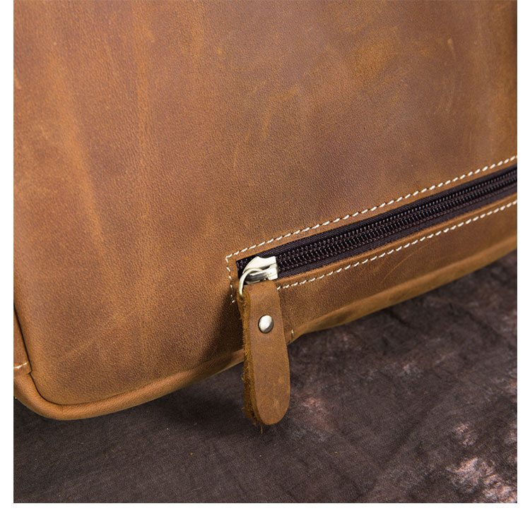 Whatna 牛革 斜めがけ ボディバッグ ワンショルダー メンズ 左右付け替え可能 本 革 厚手  レザー ブラウン 5235-10