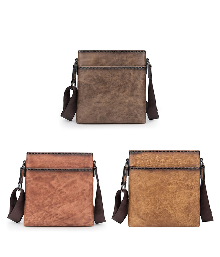 Whatna 天然牛革 ショルダーバッグ メンズ メッセンジャーバッグ小さめ ビジネスバッグ ipad10.5収納可縦型 本革 通勤 通学 斜めがけバッグ オシャレ な シンプル な 軽量 実用 自転車 かばん男性用 ブラウン（4486）-1