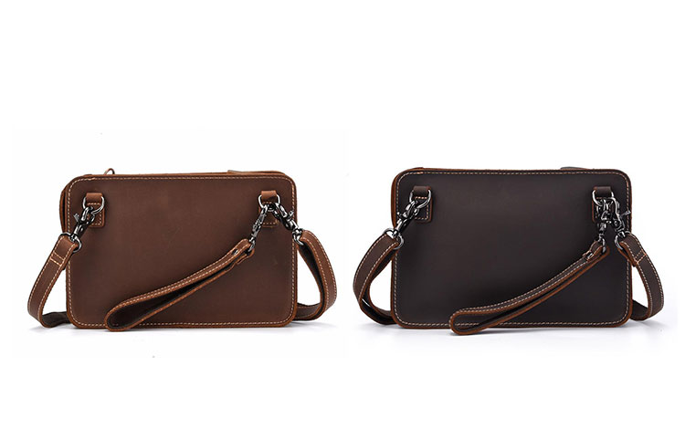 Whatna 2way 天然 牛革 ミニセカンドバッグ メンズ バッグ 小さ [クラッチ ショルダー 肩掛け 結婚式 バッグ]  厚手 本革 レザー ビジネス カジュアル フォーマル 冠婚葬祭 バッグ紳士用 男性用ブラウン hs-1777-1