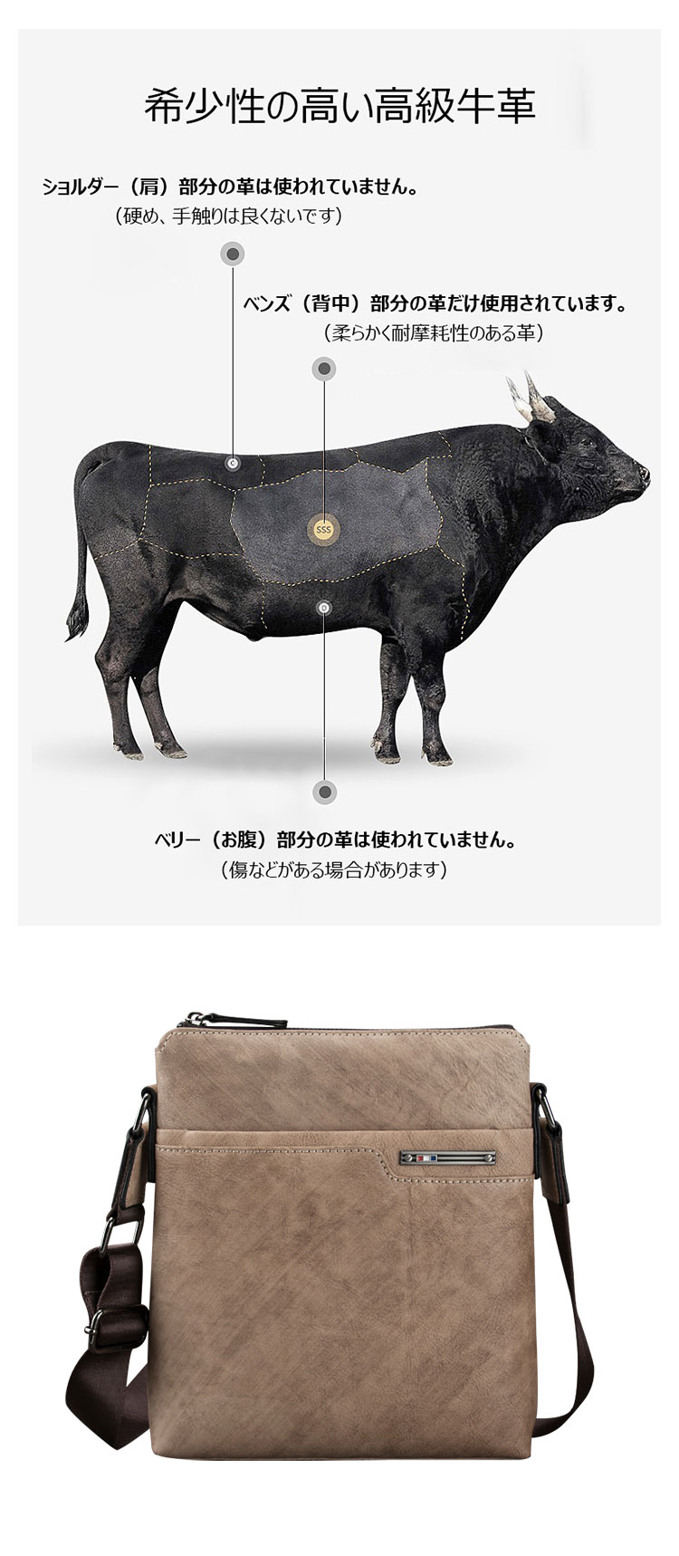 Whatna 天然牛革 ショルダーバッグ メンズ メッセンジャーバッグ小さめ ビジネスバッグ ipad10.5収納可縦型 本革 通勤 通学 斜めがけバッグ オシャレ な シンプル な 軽量 実用 自転車 かばん男性用 ブラウン（4415）-7